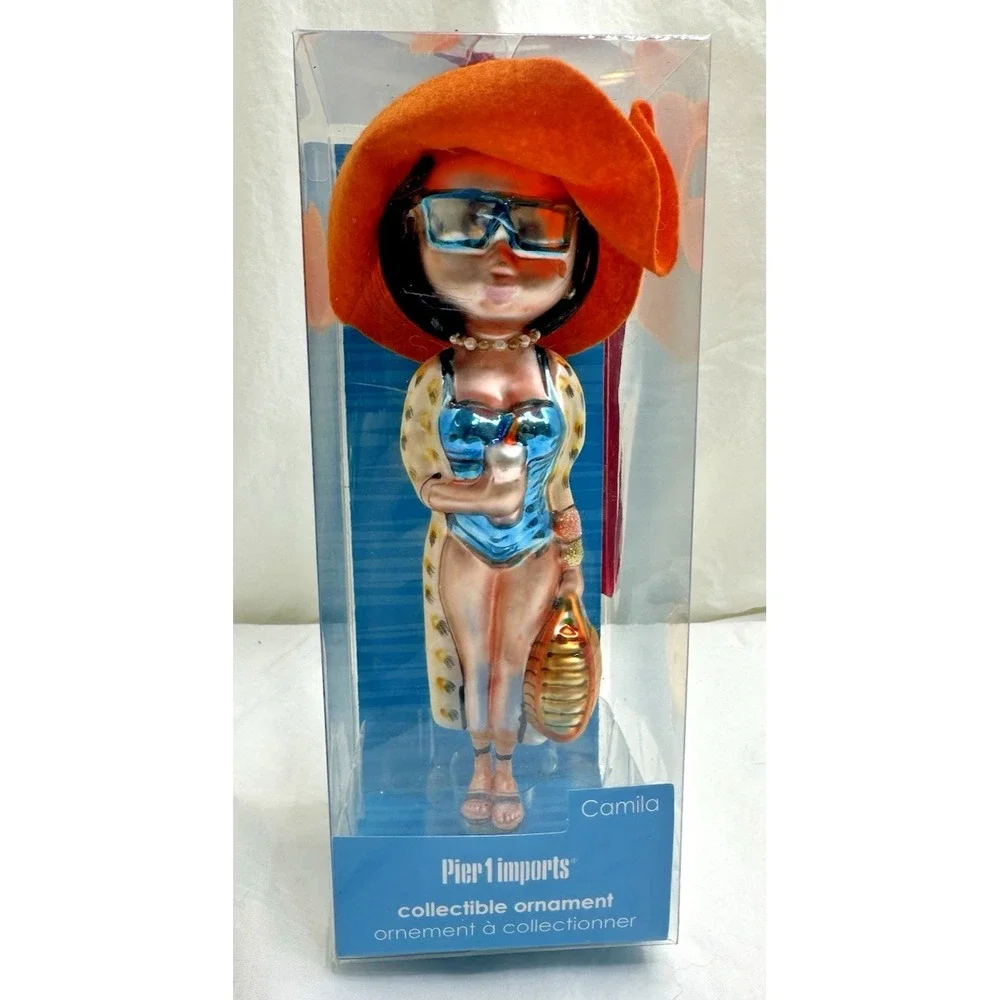 New Pier One Hand Blown Glass Camila Collectible Christmas Ornament Girlfriend